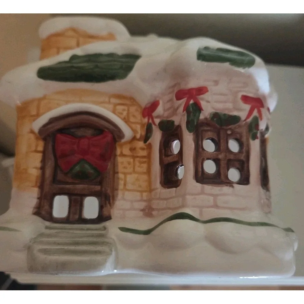 Vintage Village Christmas Lighted House Decorated and Snow Covered Plug in Cord